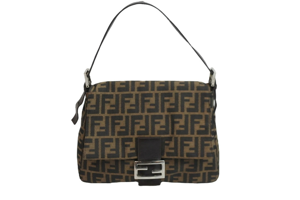 Fendi Mamma Bucket Handbag Zucca brown canvas leather